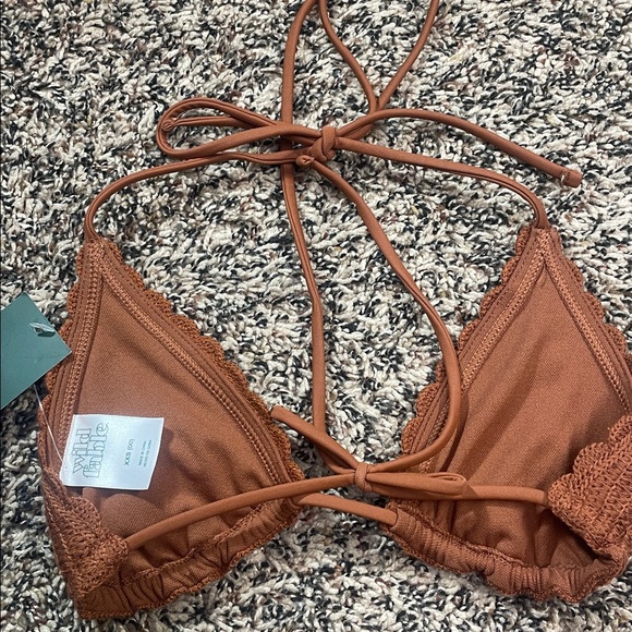 Wild Fable Bohemian Brown Crochet Bikini Triangle Top Size XXS | NWT - Picture 3 of 6